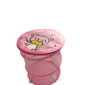 Cesto Organizador Multiuso Para Brinquedos Roupa Suja Dobrável Respirável Flexível Tema Infantil Ros