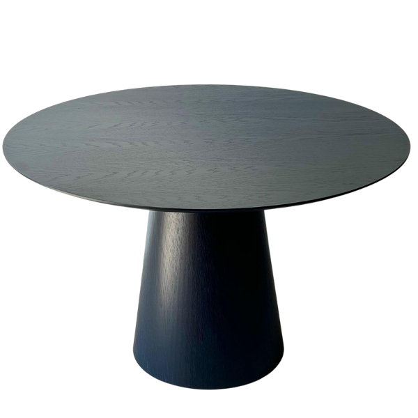 Mesa de Jantar Cone Redonda 90 Cm Base Madeira Ebano Tampo Ebano Linn Design Decor - 1