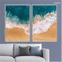 Ver imagem 2 de Kit 02 Quadros Decorativos - Praia Vista Aerea Mar e Areia Flnt048 - Vidro - 60x80cm