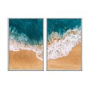 Ver imagem 1 de Kit 02 Quadros Decorativos - Praia Vista Aerea Mar e Areia Flnt048 - Vidro - 60x80cm