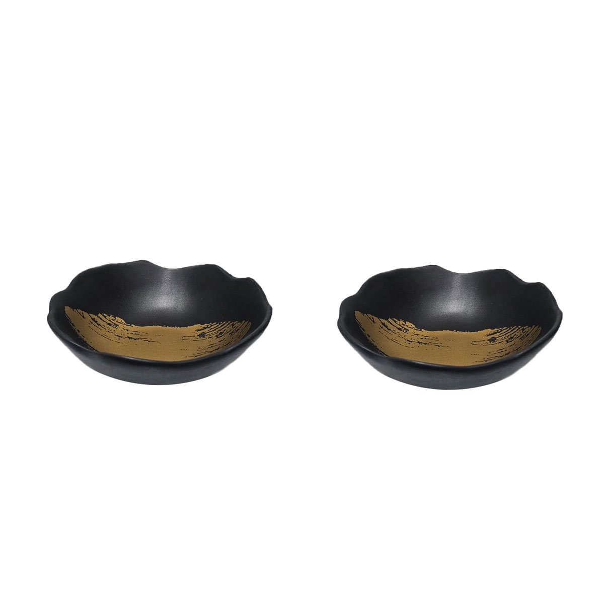 Tigela Bowl Preto Dourado Ceramica Fosco Stone Gold 2un - 1