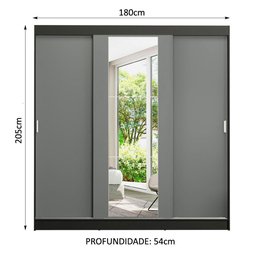 Guarda-roupa Casal Madesa Reno 3 Portas de Correr com Espelho - 4