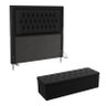 Kit Cabeceira Decorativa Para Cama Box Antares e Calçadeira Sagitarius 195 Para Cama King Sued Preto - 1