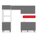 Ver imagem 3 de Cozinha Pérola Completa Modulada 4 Peças Torre Quente Basculante Aéreo 3 Portas e Balcão 2 Gavetas 3 Portas Yescasa Cinza/Branco