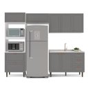 Ver imagem 6 de Cozinha Pérola Completa Modulada 4 Peças Torre Quente Basculante Aéreo 3 Portas e Balcão 2 Gavetas 3 Portas Yescasa Cinza/Branco