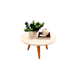 Mesa de Centro e Lateral Apoio para Sala Tripe Redonda Retro - 2