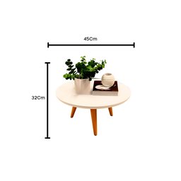 Mesa de Centro e Lateral Apoio para Sala Tripe Redonda Retro - 4