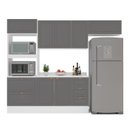 Ver imagem 5 de Cozinha Pérola 4 Peças Torre Quente Aéreo 3 Portas e Balcão 2 Gavetas 3 Portas com Tampo Yescasa Cinza/Branco
