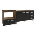 Ver imagem 1 de Armário Balcão Gabinete de Pia 140 Cm Carine e Balcão para Fogão Cooktop 4 Bocas e Forno Elétrico Ev