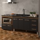 Ver imagem 2 de Armário Balcão Gabinete de Pia 140 Cm Carine e Balcão para Fogão Cooktop 4 Bocas e Forno Elétrico Ev