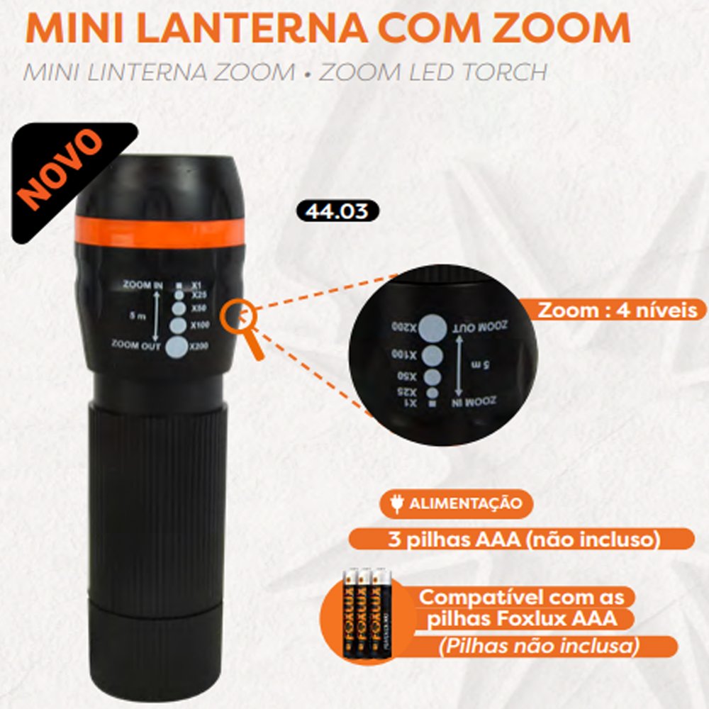 Mini Lanterna com Zoom Foxlux - 2