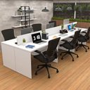 Ver imagem 3 de Estação de Trabalho Mesa Plataforma Escritório 1200x600 6 Lugares Branco