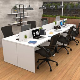 Estação de Trabalho Mesa Plataforma Escritório 1200x600 6 Lugares - 2