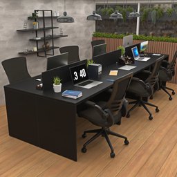 Estação de Trabalho Mesa Plataforma Escritório 1200x600 6 Lugares - 2