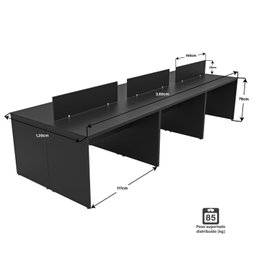 Estação de Trabalho Mesa Plataforma Escritório 1200x600 6 Lugares - 5