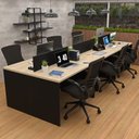 Ver imagem 4 de Estação de Trabalho Mesa Plataforma Escritório 1200x600 6 Lugares Preto/Carvalho