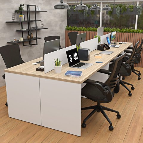 Estação de Trabalho Mesa Plataforma Escritório 1200x600 6 Lugares