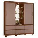 Ver imagem 5 de Guarda Roupa com Cômoda Solteiro Atena 2 Portas de Correr 6 Gavetas MDP Espelho Nogueira Capuccino