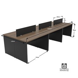 Estação de Trabalho Mesa Plataforma Escritório 1200x600 6 Lugares - 5