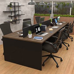 Estação de Trabalho Mesa Plataforma Escritório 1200x600 6 Lugares - 1