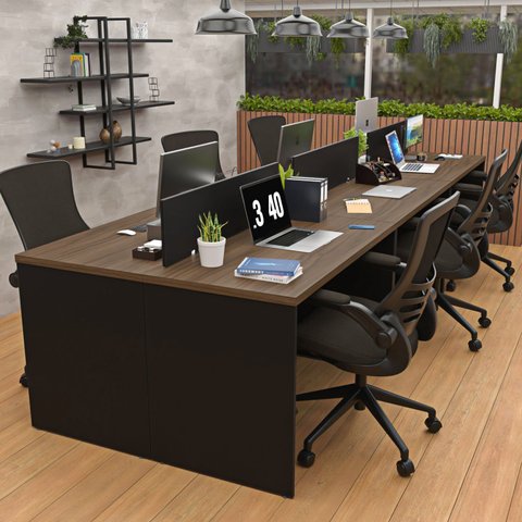 Estação de Trabalho Mesa Plataforma Escritório 1200x600 6 Lugares