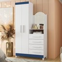 Ver imagem 2 de Cômoda New Capri 2 Portas e 4 Gavetas Quadriflex Branco/azul Matte com Espelho - Móveis Albatroz