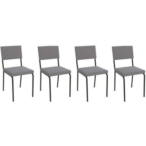 Cadeira de Cozinha Zaria 2c128 Kit 4 Un Preto Fosco Cinza A050 Suede Suede