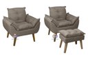 Ver imagem 1 de Kit 02 Poltrona/cadeira Decorativa e Puff Glamour com Pés Quadrado Capuccino