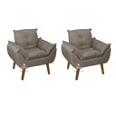 Ver imagem 2 de Kit 02 Poltrona/cadeira Decorativa e Puff Glamour com Pés Quadrado Capuccino