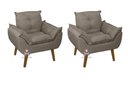 Ver imagem 2 de Kit 02 Poltrona/cadeira Decorativa e Puff Glamour com Pés Quadrado Capuccino