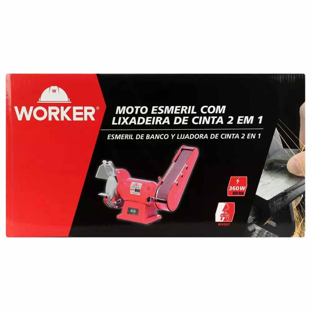 Moto Esmeril e Lixadeira Cinta WORKER 6" 152mm 360w 3450rpm 263698 | 2 em 1 Bivolt - 7