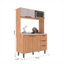Ver imagem 3 de Cozinha Compacta Sofia 4 Portas e 3 Gavetas Marrom/Freijó