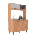 Ver imagem 2 de Cozinha Compacta Sofia 4 Portas e 3 Gavetas Marrom/Freijó