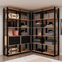 Ver imagem 1 de Closet Wood Preto Organização Elegante com Módulo Prateleira e Gaveta Freijo