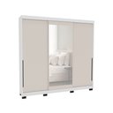 Ver imagem 2 de Guarda-roupa Casal Madrid 3 Portas 4 Gavetas com Espelho Creme/branco - Politorno