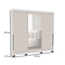 Ver imagem 4 de Guarda-roupa Casal Madrid 3 Portas 4 Gavetas com Espelho Creme/branco - Politorno
