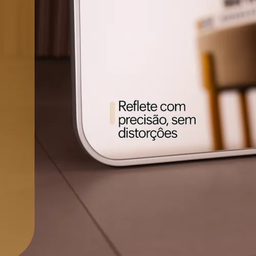 Espelho Base Reta com Moldura Alumínio Off White Corpo Inteiro 170x70 Cm C/ Suporte de Chão e Parede - 6