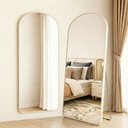 Ver imagem 6 de Espelho Base Reta com Moldura Alumínio Off White Corpo Inteiro 170x70 Cm C/ Suporte de Chão e Parede