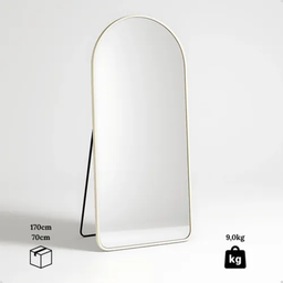 Espelho Base Reta com Moldura Alumínio Off White Corpo Inteiro 170x70 Cm C/ Suporte de Chão e Parede - 8
