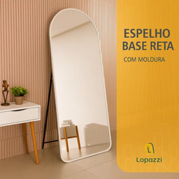 Espelho Base Reta com Moldura Alumínio Off White Corpo Inteiro 170x70 Cm C/ Suporte de Chão e Parede - 3