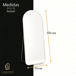 Espelho Base Reta com Moldura Alumínio Off White Corpo Inteiro 170x70 Cm C/ Suporte de Chão e Parede - 7
