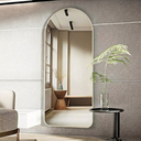 Ver imagem 2 de Espelho Base Reta com Moldura Alumínio Off White Corpo Inteiro 170x70 Cm C/ Suporte de Chão e Parede