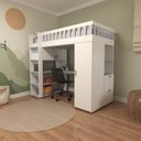 Ver imagem 5 de Cama Solteiro Alta Sky com Escrivaninha, Armários e Gavetas