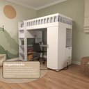 Ver mais imagens de Cama Solteiro Alta Sky com Escrivaninha, Armários e Gavetas