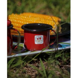 Jogo 6 Canecas Esmaltadas Pequenas Vermelhas Com Alças 90ml Xícaras Ágata Para Café - 6