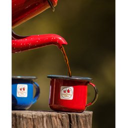 Jogo 6 Canecas Esmaltadas Pequenas Vermelhas Com Alças 90ml Xícaras Ágata Para Café - 2
