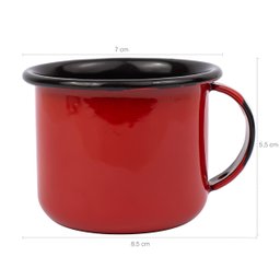 Jogo 6 Canecas Esmaltadas Pequenas Vermelhas Com Alças 90ml Xícaras Ágata Para Café - 3