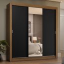 Ver imagem 1 de Guarda-roupa Casal 3 Portas de Correr com Espelho 4 Gavetas Rustic/preto Sublime Plus Madesa Rustic/