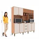 Ver imagem 4 de Cozinha Compacta 7 Portas 3 Gavetas Emilia Marrom/Freijó/Off White