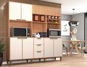 Ver imagem 1 de Cozinha Compacta 7 Portas 3 Gavetas Emilia Marrom/Freijó/Off White